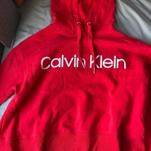 Red Calvin Klein cropped sweatshirt
